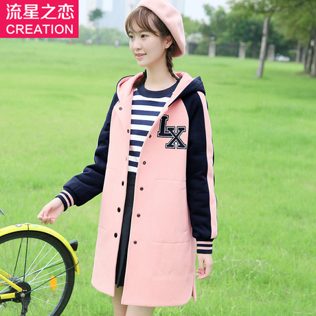 少女加棉棒球服外套学院风2017秋冬季卫衣新款初高中学生冬装棉衣商品大图
