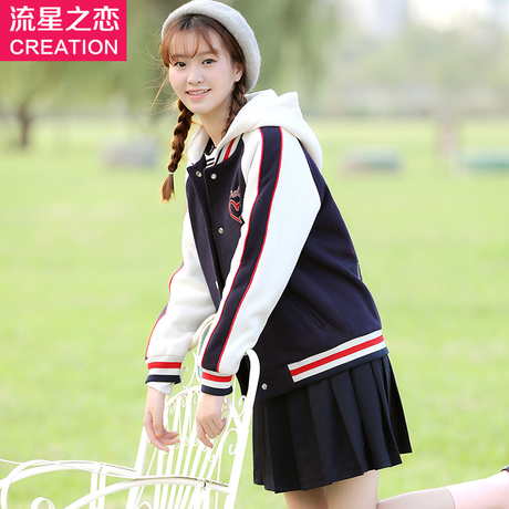 学生秋装外套女学院风2018少女秋冬季新款潮初中生韩版棒球服卫衣商品大图