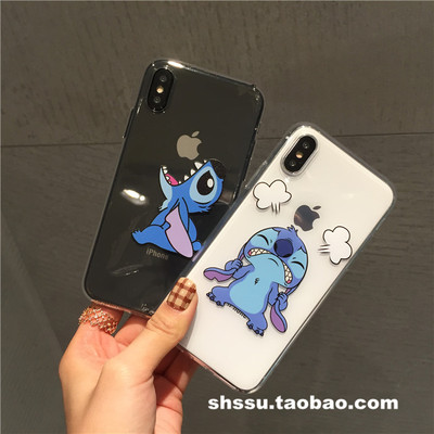 iPhoneXs max/8plus/6s史迪仔手机壳苹果7透明保护壳超薄卡通软5s