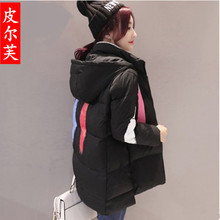 皮尔芙2017冬季中款款棉袄加厚棉服外套连帽学生印花羽绒棉衣女装图片