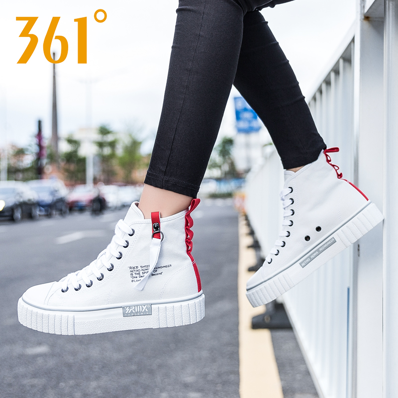 361 Women's Shoes High Top Canvas Shoes Winter 2019 New Breathable Casual Shoes 361 Autumn Board Shoes Sports Shoes