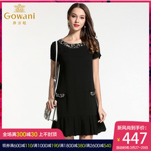 乔万尼旗舰店夏季新品桑蚕丝纯色珍珠领真丝 时尚合体连衣裙女图片