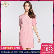 乔万尼真丝连衣裙2017夏装新款优雅宽松圆领桑蚕丝中长款一步裙图片