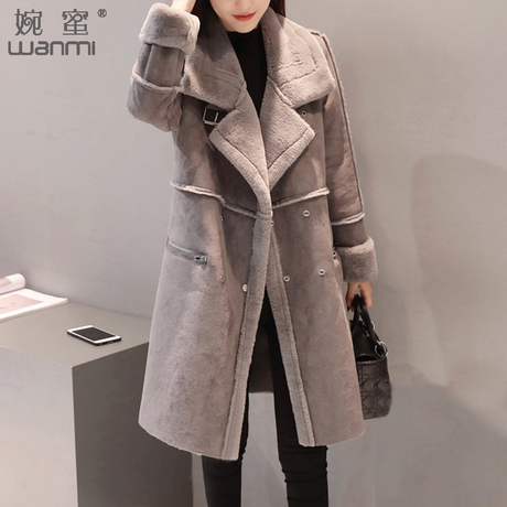 皮毛一体chic羊羔毛外套女装棉衣服2018新款女冬季加厚中长款棉袄商品大图
