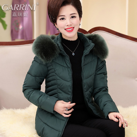 棉服女短款2018新款中老年棉衣妈妈棉袄大码修身连帽羽绒棉外套冬商品大图