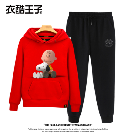 衣酷王子史努比卫衣女韩版ins秋冬加绒加厚潮流休闲两件套装长裤商品大图