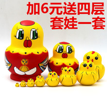 儿童玩具10层彩绘小鸡 现货 俄罗斯套娃抖音捡不完小鸡同款
