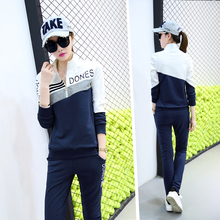 新款韩版春秋时尚运动套装女款卫衣立领休闲套装运动服套装女冬