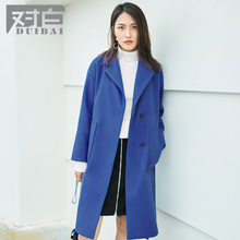 对白浴袍式驼色毛呢大衣女 2018秋冬新款 时尚中长款系腰带呢外套图片