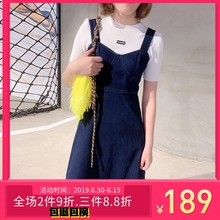 牛仔裙蕾丝拼接背带连衣裙女1ZY3080220 迪豪欧时力宝2019春夏新款
