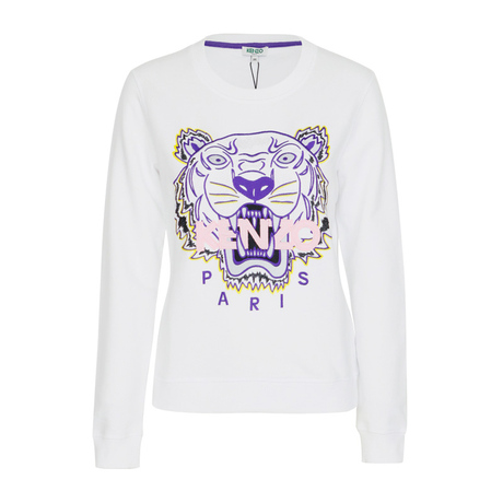 KENZO/高田贤三秋冬新款白色薄绒虎头刺绣套头卫衣女4XA 2SW705商品大图