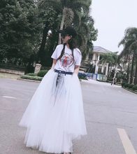 大店2018夏季新款 公主超仙女人牛仔薄纱长裙ins蓬蓬裙女 大眼睛