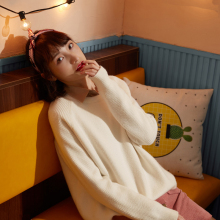 【双11预售】唐狮2018冬季新款毛衣女小清新甜美针织毛衫宽松套头图片