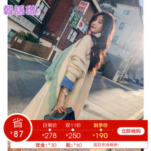 韩语琳秋冬2018新款女装毛衣外套韩版宽松长袖开衫毛呢中长款大衣图片
