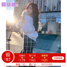 韩语琳秋冬女装新款毛衣2018韩版气质长袖宽松针织打底衫白色上衣图片