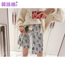 韩语琳秋冬新款裙子2018女装韩版高腰显瘦半身裙不规则流苏短裙女图片