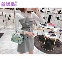 韩语琳性感抹胸裙子2018秋冬新款女装露肩修身连衣裙高腰A字裙女图片