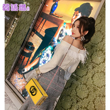 韩语琳秋冬毛衣女2018新款韩版修身长袖打底上衣白色一字肩针织衫图片