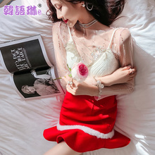 韩语琳秋冬裙子2018新款女装半身裙高腰红色毛呢包臀鱼尾裙女短裙图片