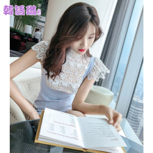 韩语琳夏装蕾丝衫2018新款女装韩版潮时尚气质显瘦短款收腰上衣女图片