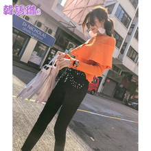韩语琳秋装裤子2018新款女装韩版高腰修身显瘦牛仔裤休闲裤九分裤图片