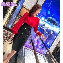 韩语琳秋装裙子2018新款女装韩版高腰显瘦开叉半身裙短裙包臀裙图片