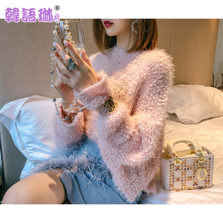 韩语琳秋装针织衫2018女装新款韩版时尚打底衫毛衣宽松长袖女上衣商品大图