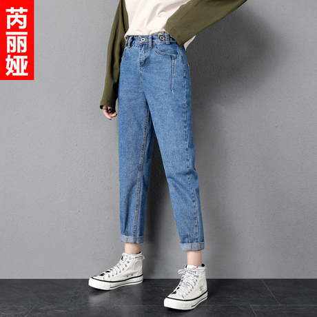 芮丽娅老爹裤女秋冬2018新款高腰显瘦港味复古学生休闲哈伦垮裤子商品大图