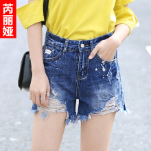 芮丽娅牛仔短裤女韩版夏季2018新款显瘦chic破洞学生宽松时尚热裤图片
