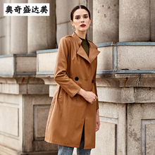 2018秋冬新款女装皮衣女中长款外套立领PU皮棕色韩版显瘦皮风衣女图片