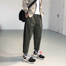 1CHEN / 18年zhui~流行的杠条元素立体剪裁日系八分休闲裤 男