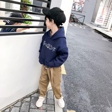 中童加绒卫衣男童2018新款韩版加厚洋气带帽套头儿童保暖上衣连帽