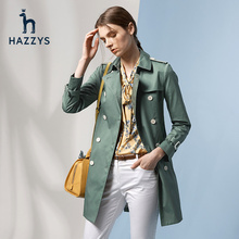Hazzys哈吉斯风衣女中长款韩版春季2018新款修身休闲女士外套女装图片
