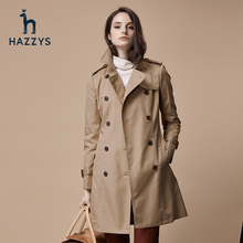 Hazzys哈吉斯风衣女中长款2018新款女士外套休闲潮流女装修身上衣图片