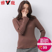 yaloo/雅鹿秋装女2018新款网红毛衣修身韩版针织衫圆领毛线衣上衣图片