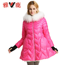 yaloo/雅鹿羽绒服女中长款韩版潮流大A字摆冬装女图片