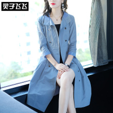 灵子飞飞风衣女2018新款中长秋季休闲百搭宽松简约大码港风女外套图片