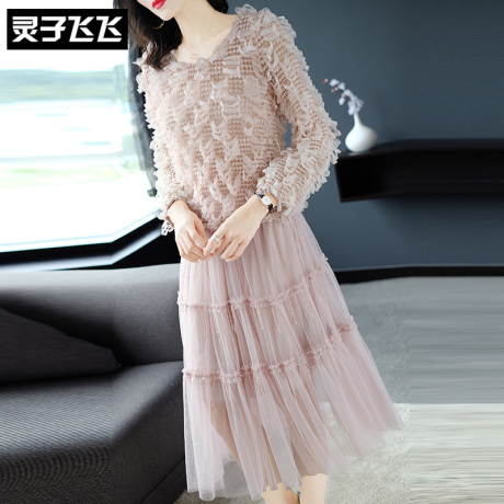 灵子飞飞欧美潮流新款圆领雪纺女衫甜美仙女裙减龄小香风少女套装商品大图