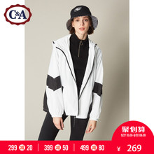 C＆A女装撞色插肩袖连帽外套 秋新款宽松休闲夹克CA200208560-W0图片