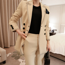 初秋两件套秋冬2018新款气质职业女装双排扣修身小西服外套女裤子