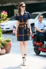 修身 显瘦格子连衣裙 英伦经典 代购 女装 巴宝莉纯色2019夏季新款 正品
