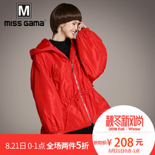 2018秋冬新款女装红色风衣羽绒外套保暖棉袄棉服连帽棉衣加厚女潮图片