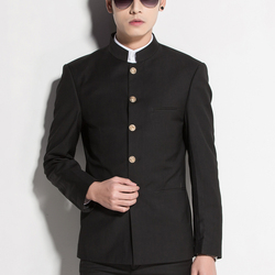 中山装男青年修身中华立领休闲外套圆领中山装上衣男款免烫抗皱
