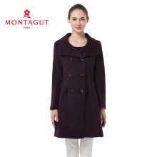 Montagut梦特娇冬季女士时尚修身毛呢外套 大翻领中长款毛呢大衣图片