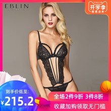 eblin衣恋女士性感黑色蕾丝拼接无钢圈情趣连体内衣ECFN889G21