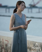 V领无袖 显瘦阔腿休闲灰色连体裤 女新款 气质修身 破冰行动林兰同款