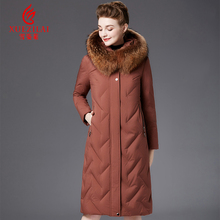 2018冬季新款中老年加长过膝款羽绒服女大毛领妈妈装大码40-50厚图片