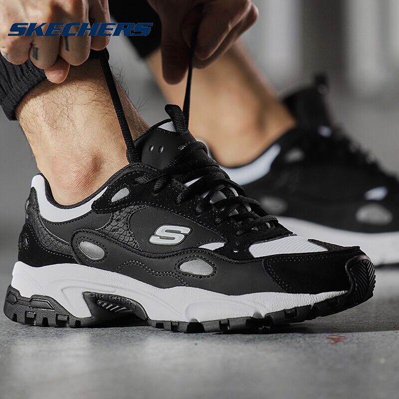 Skechers Men's Shoes Autumn/Winter 2019 New Sneakers Dlites Black and White Retro Panda Shoes Light Running Shoes