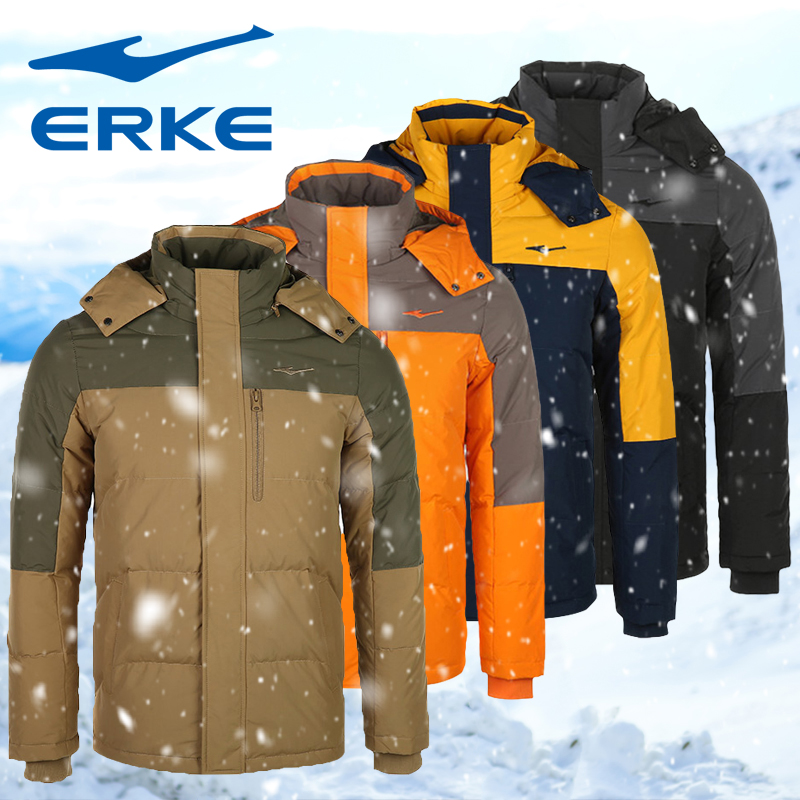 ERKE Off gauge Cotton Shirt Men's Outdoor Sports Jacket Windproof Jacket Thickened Thermal Down jacket Warehouse Clearance