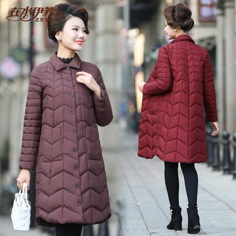 妈妈棉衣冬装中长款羽绒棉服2017新款中老年女加厚外套棉袄40岁50商品大图